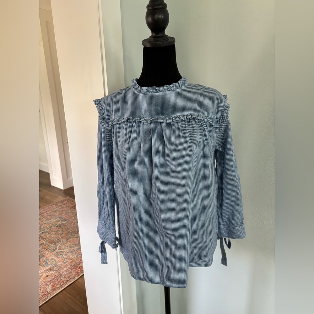 Serene Bohemian gingham blouse XS EUC boho prairie style